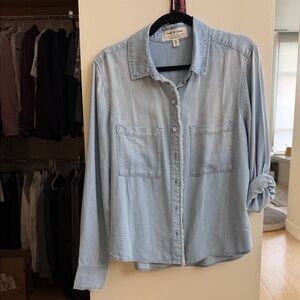 Cloth & Stone Sky Blue Denim Casual Shirt